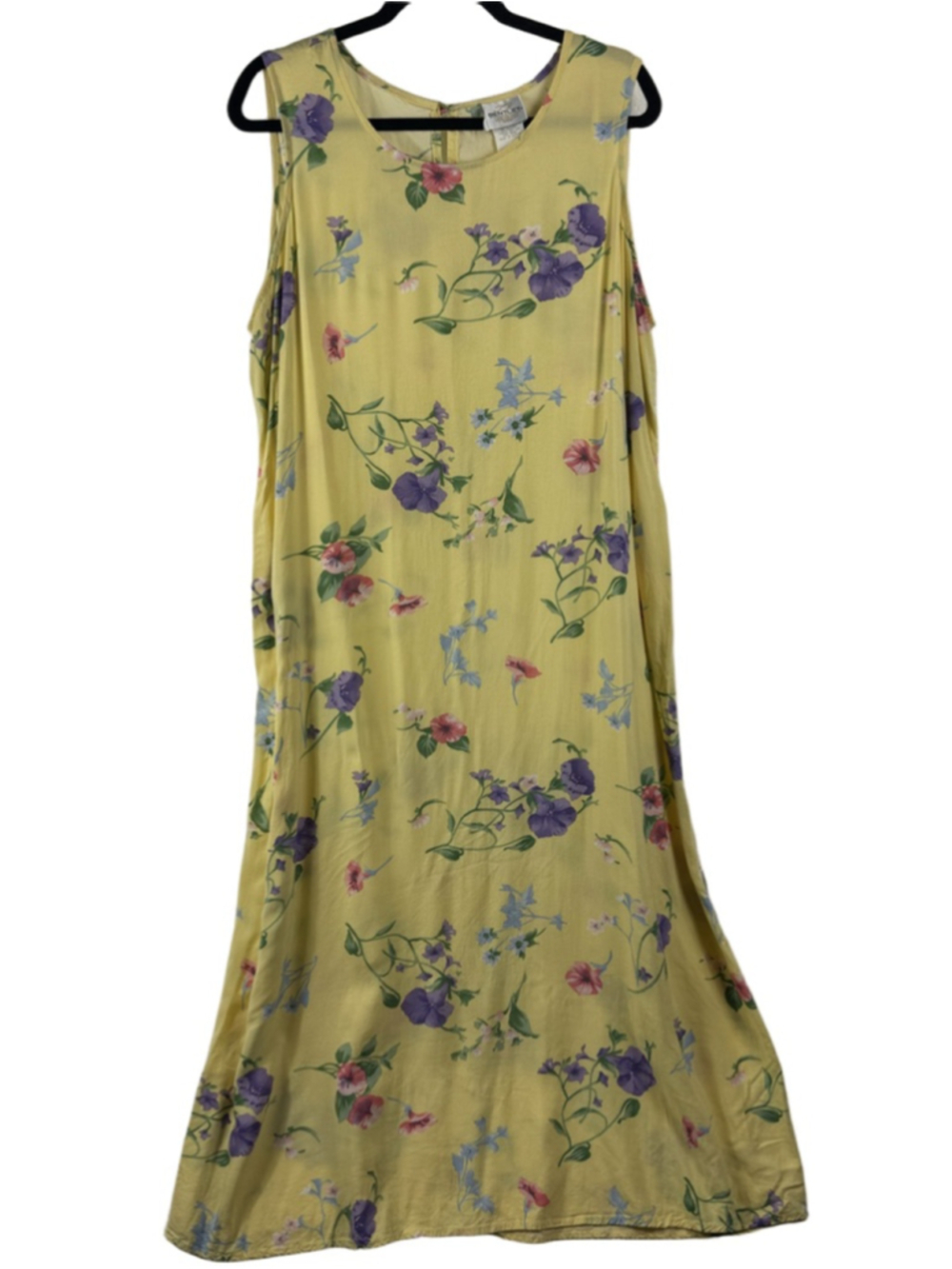 Vintage 90’s Bentley Yellow Floral Sleeveless Maxi Dress size 18W